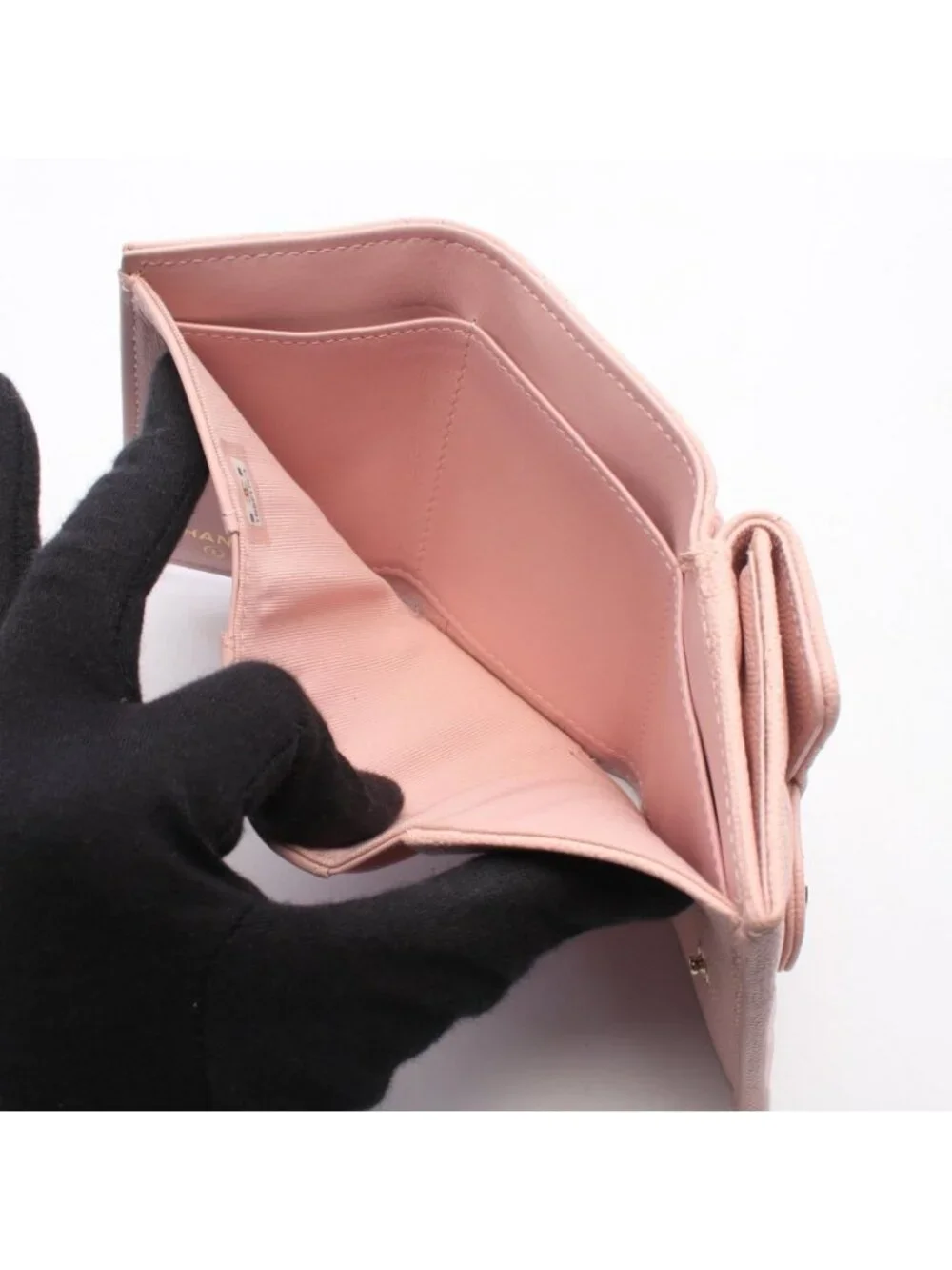 Chanel Trifold Wallet Classic Small Flap Quilted Light Pink Caviar Leather